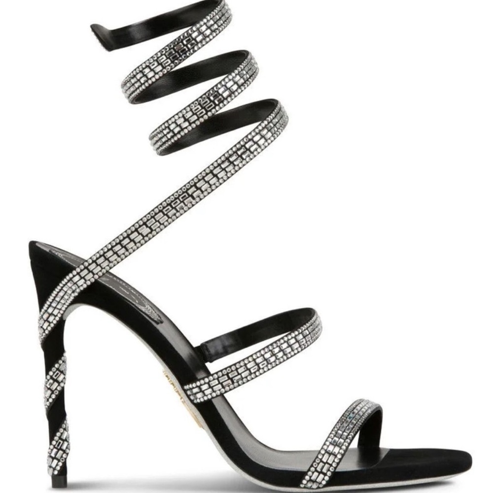 Rene Caovilla Margot Strass Crystal Suede Sandals